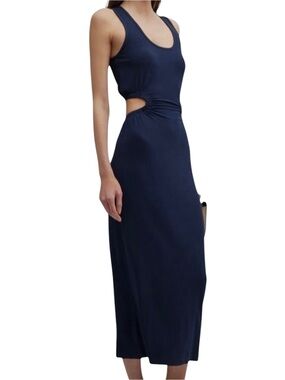 Jonathan Simkhai Melly Ribbed Jersey Sleeveless Cut-Out Waist Midi Dress